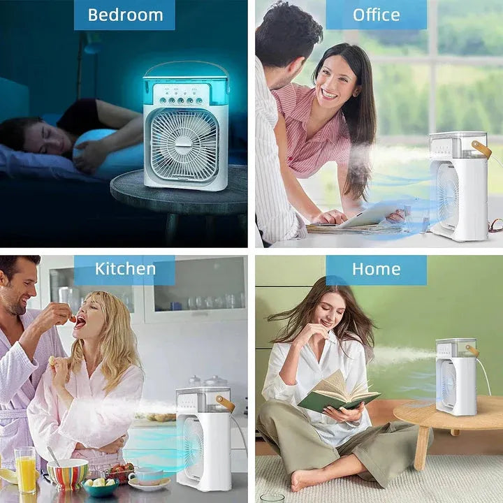 Portable Humidifier Air Cooler, 3 Speed Modes, and LED Night Light (Not Rechargeable)