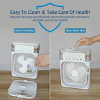 Portable Humidifier Air Cooler, 3 Speed Modes, and LED Night Light (Not Rechargeable)