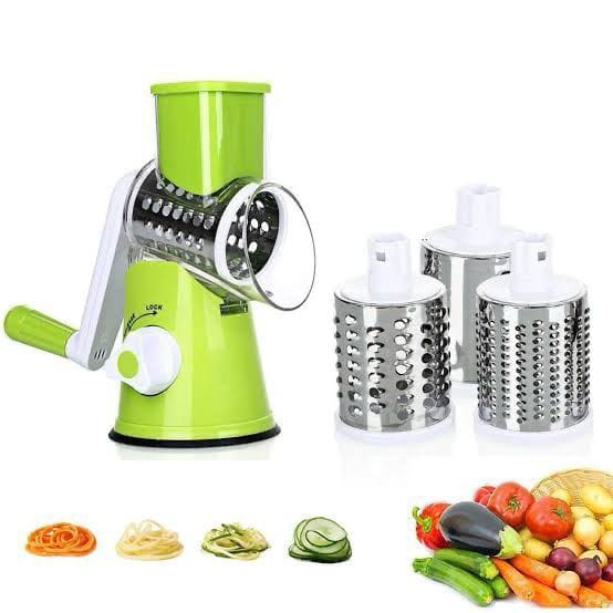 Multifunctional Hand Crank Drum Vegetable Cutter And Kitchen Grater With Interchangeable Blades