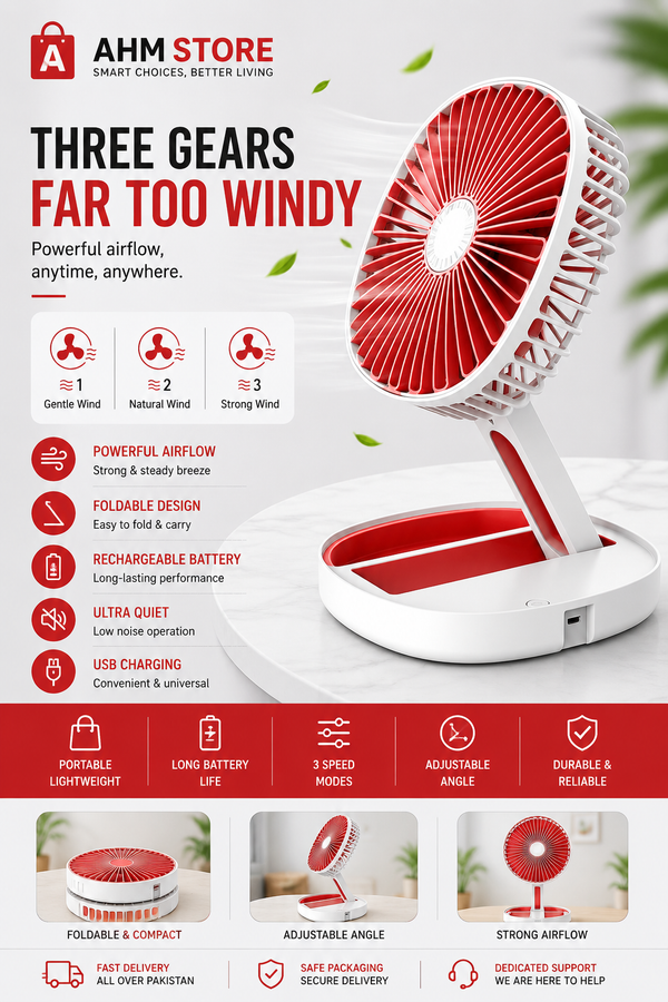 3-Speed Foldable LED Cooling Fan